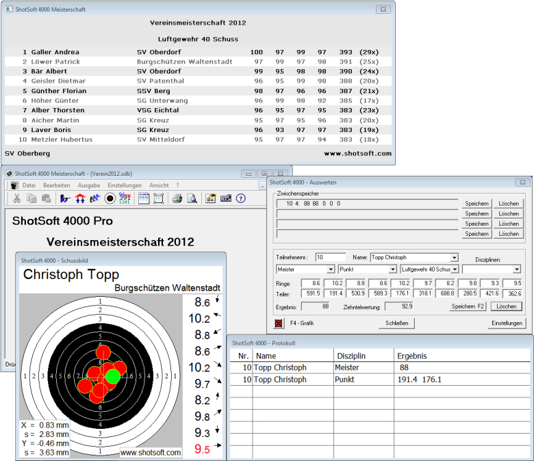 Kompatibilität mit ShotSoft Auswertesoftware für Luftgewehr und Luftpistole
